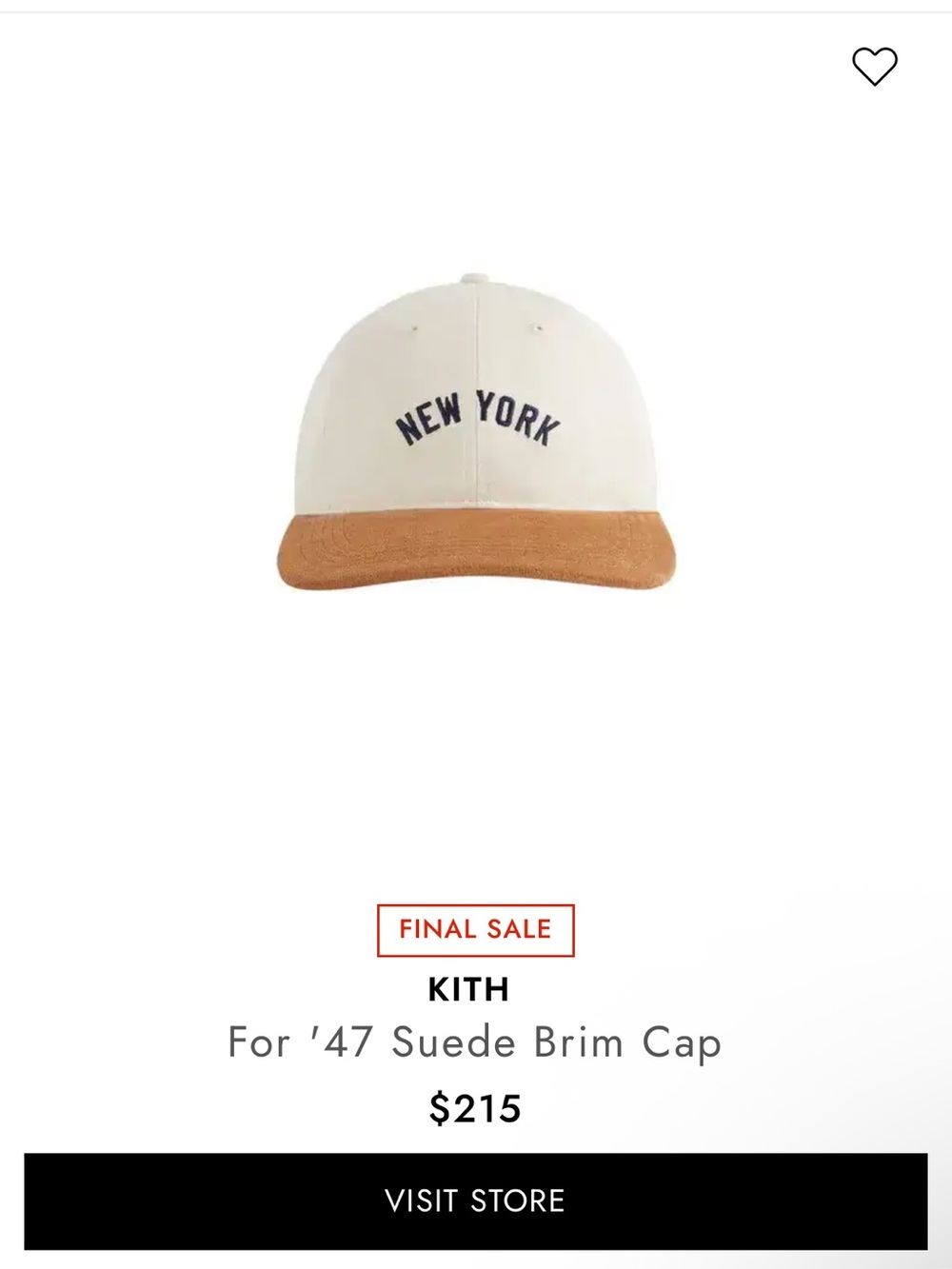 Kith For ‘47 Suede Brim Cap